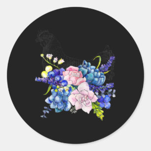 Womens Chicken Lover Pretty Hen In Flowers Classic Round Sticker