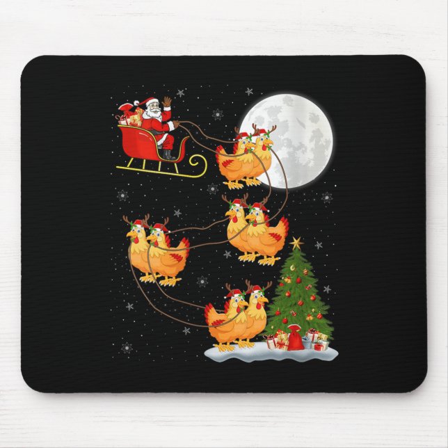 Womens Chicken Santa Sleigh Flying Funny Magical C Mouse Pad (Front)