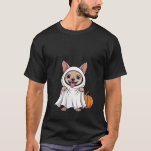 Womens Chihuahua Dog Wearing A White Ghost Costume T-Shirt