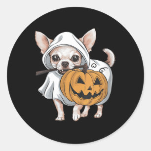 Womens Chihuahua Ghost Dog Halloween Classic Round Sticker