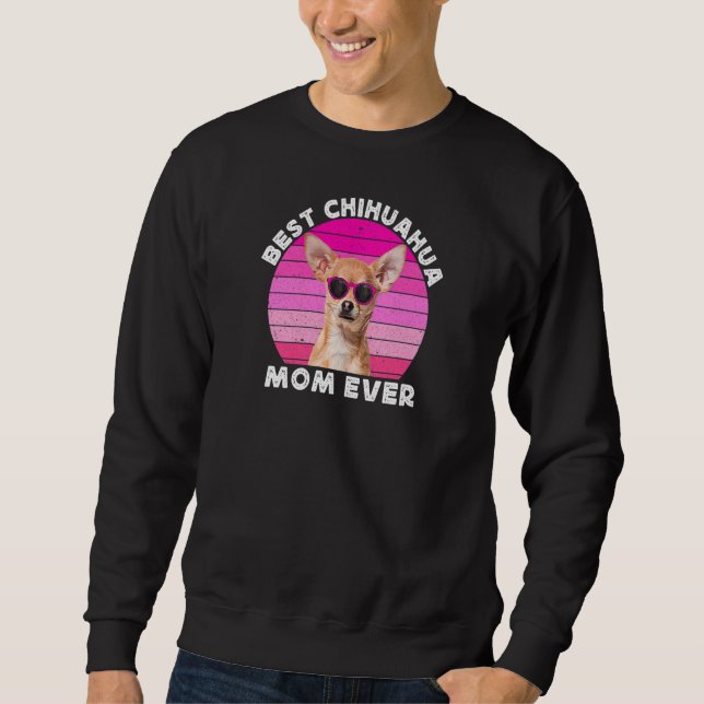 Womens Chihuahua Mom For Women Retro Brown Chiwawa Sweatshirt (Front)