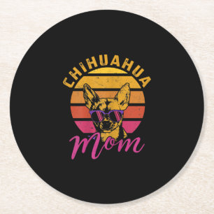 Womens Chihuahua Mum Funny Chihuahua Owner Dog Luv Round Paper Coaster