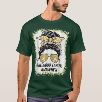Womens Childhood Cancer Awareness Floral Gold Ribb T-Shirt