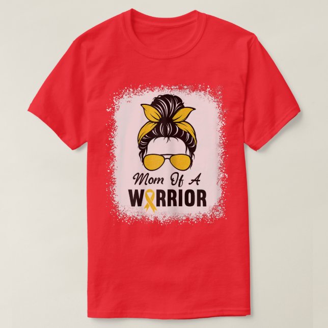 Womens Childhood Cancer Warrior Messy Bun Leopard  T-Shirt (Design Front)
