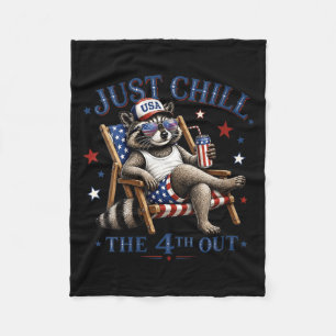 Womens Chill The 4th Out Funny Racoon Patriotic Fleece Blanket