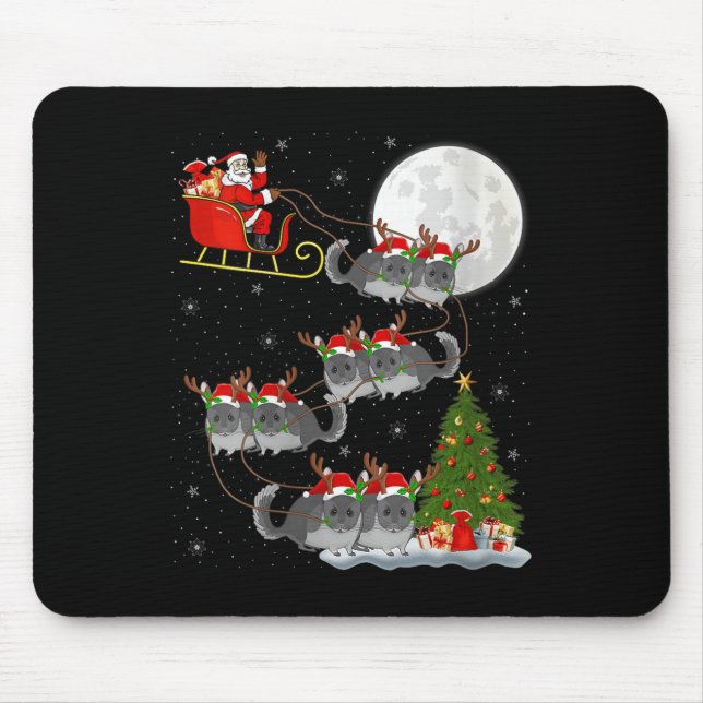 Womens Chinchilla Santa Sleigh Flying Funny Magica Mouse Pad (Front)