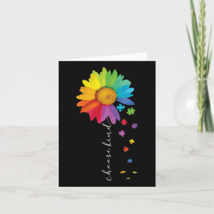 Womens Choose Kind Autism Awareness Rainbow Sunflo Card