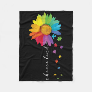 Womens Choose Kind Autism Awareness Rainbow Sunflo Fleece Blanket