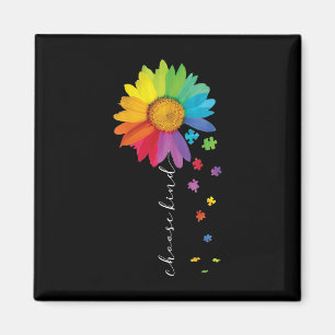 Womens Choose Kind Autism Awareness Rainbow Sunflo Magnet