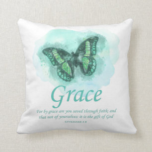 Womens Christian Bible Butterfly Verse: Grace Cushion