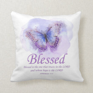 Women's Christian Bible Verse Butterfly: Blessed Cushion