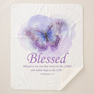 Women's Christian Bible Verse Butterfly: Blessed Sherpa Blanket