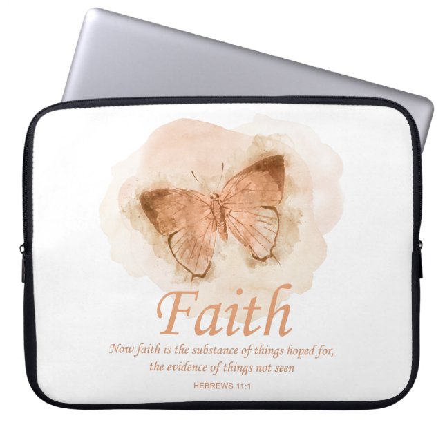 Women's Christian Bible Verse Butterfly: Faith Laptop Sleeve (Front)