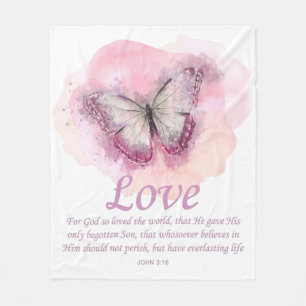 Women's Christian Bible Verse Butterfly: Love Fleece Blanket