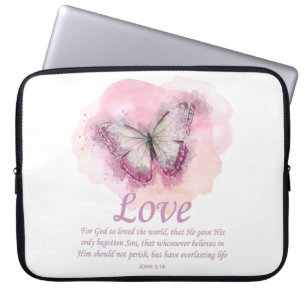 Women's Christian Bible Verse Butterfly: Love Laptop Sleeve