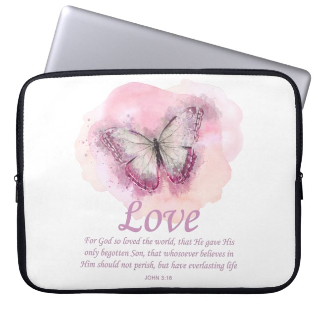 Women's Christian Bible Verse Butterfly: Love Laptop Sleeve (Front)