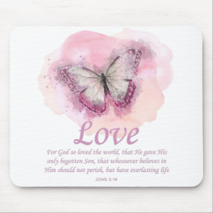 Women's Christian Bible Verse Butterfly: Love Mouse Pad
