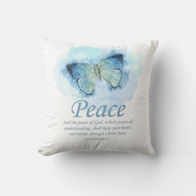 Women's Christian Bible Verse Butterfly: Peace Cushion (Front)