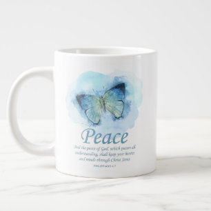 Women's Christian Bible Verse Butterfly: Peace Large Coffee Mug
