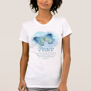 Women's Christian Bible Verse Butterfly: Peace T-Shirt