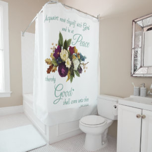 Womens Christian Floral Bible Verse Peace and Good Shower Curtain