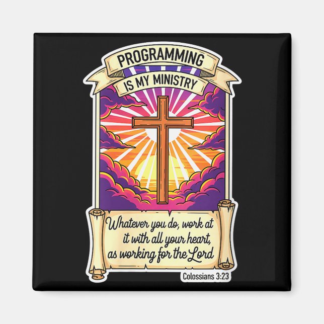 Womens Christian Programmer Programming Is My Mini Magnet (Front)
