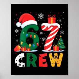 Womens Christmas 67 Crew Brainrot Funny Candy Cane Poster