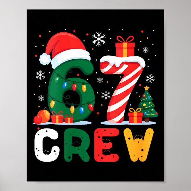 Womens Christmas 67 Crew Brainrot Funny Candy Cane Poster (Front)