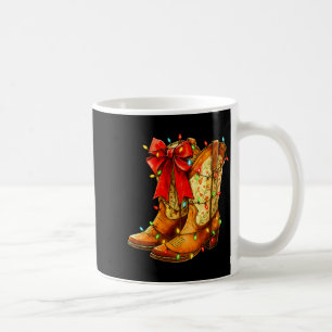 Womens Christmas Coquette Bow Cowgirl Boots Wester Coffee Mug