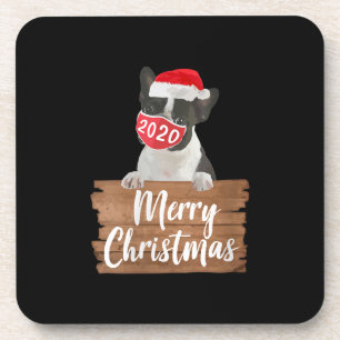 Womens Christmas Dog Gift Boston Terrier 2020 Mask Coaster