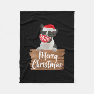 Womens Christmas Dog Gift Boston Terrier 2020 Mask Fleece Blanket