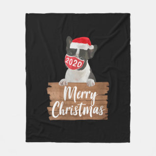 Womens Christmas Dog Gift Boston Terrier 2020 Mask Fleece Blanket