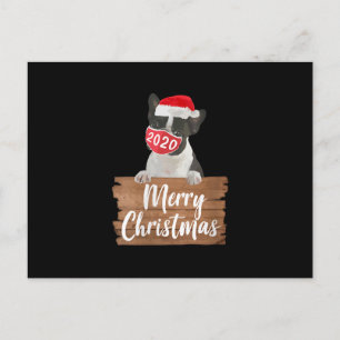 Womens Christmas Dog Gift Boston Terrier 2020 Mask Holiday Postcard