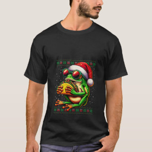 Womens Christmas Frog Eating Taco Ugly Christmas S T-Shirt