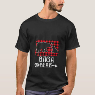 Womens Christmas Gaga Bear Christmas Red Plaid Buf T-Shirt