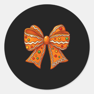 Womens Christmas Gingerbread Coquette Bow Xmas For Classic Round Sticker