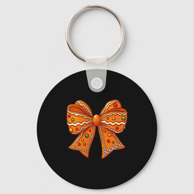 Womens Christmas Gingerbread Coquette Bow Xmas For Key Ring (Front)