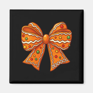 Womens Christmas Gingerbread Coquette Bow Xmas For Magnet
