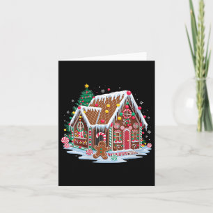 Womens Christmas Gingerbread House Candy Cane X-ma Card