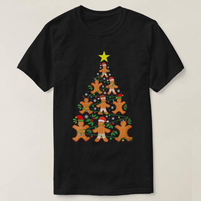 Womens Christmas Gingerbread Tree Holiday Clothing T-Shirt (Design Front)