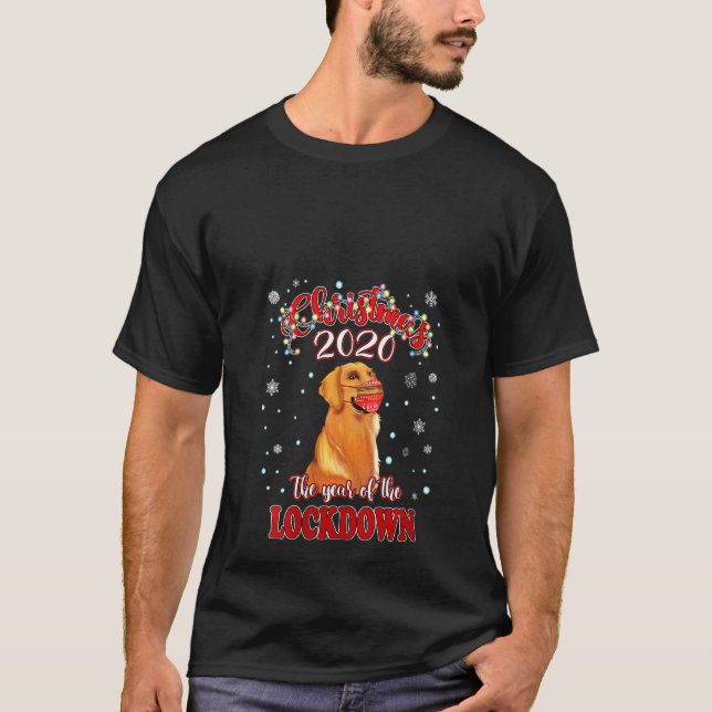 Womens Christmas Golden Retriever  Quarantine 2020 T-Shirt (Front)