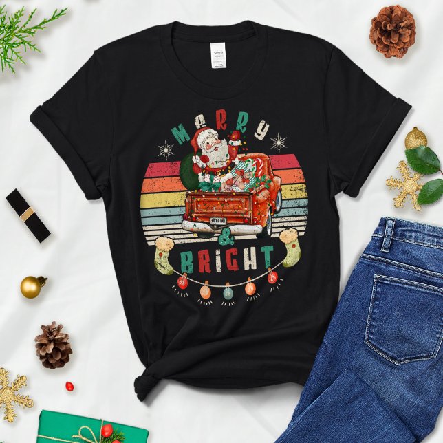 Womens Christmas, Holiday Shirts, Merry & Bright  T-Shirt (Creator Uploaded)