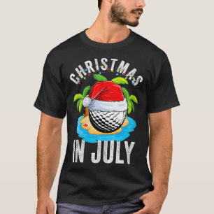 Womens Christmas in July Golf Ball Santa Hat Summ T-Shirt