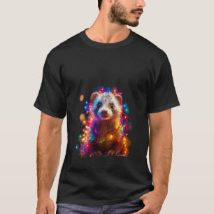 Womens Christmas Lights Ferret Holiday Colorful We T-Shirt