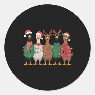 Womens Christmas Lights Goose Santa Funny Xmas Duc Classic Round Sticker