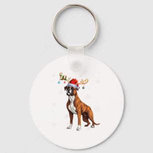 Womens Christmas Lights Reindeer Santa Hat Bullmas Key Ring