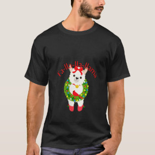 Womens Christmas Llama Candy Cane Funny Fa La Holi T-Shirt