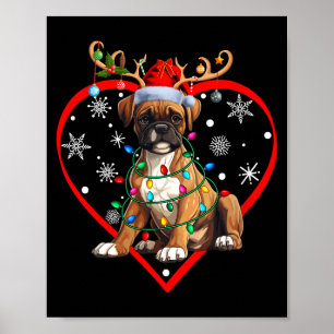 Womens Christmas Reindeer Santa Love Boxer Lovers  Poster