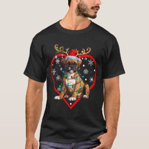 Womens Christmas Reindeer Santa Love Boxer Lovers  T-Shirt