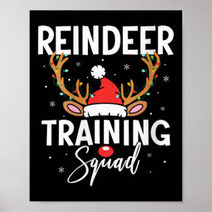 Womens Christmas Running Team Funny Reindeer Train Poster